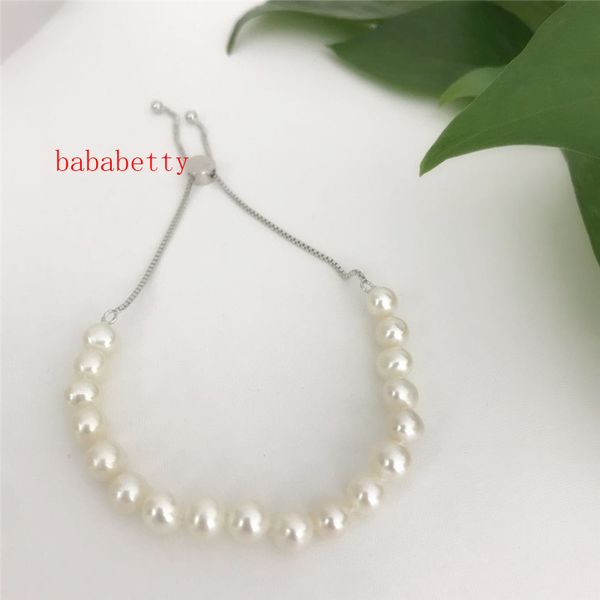 new natural freshwater white pearl 5-6mm tibetan silver bracelet adjustable length, Black
new natural freshwater white pearl 5-6mm tibetan silver bracelet adjustable length, Black