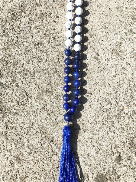 knotted necklace 108 mala beads prayer tassel necklace buddha jewelry white howlite and lapis lazuli necklaces yoga necklaces, Silver
knotted necklace 108 mala beads prayer tassel necklace buddha jewelry white howlite and lapis lazuli necklaces yoga necklaces, Silver