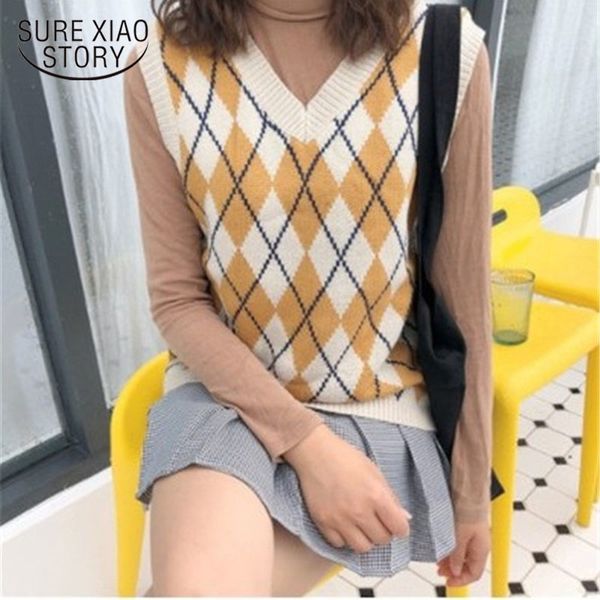 new spring autumn casual loose sweater vest women pullover korean sweater vest sweet sleeveless plaid knitted vests female 11832 y201128, White;black
new spring autumn casual loose sweater vest women pullover korean sweater vest sweet sleeveless plaid knitted vests female 11832 y201128, White;black
