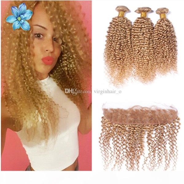 9a blonde mongolian hair kinky curly weaves 3 bundles with lace frontal closure #27 honey blonde human hair extension with full lace frontal, Black
9a blonde mongolian hair kinky curly weaves 3 bundles with lace frontal closure #27 honey blonde human hair extension with full lace frontal, Black