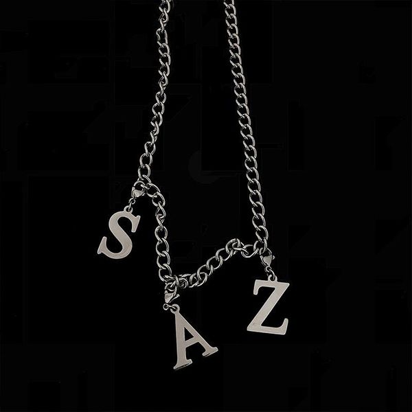 letter necklaces mens chain pendants stainless steel gifts for male wholesale statement accessories steel hip hop necklace, Silver
letter necklaces mens chain pendants stainless steel gifts for male wholesale statement accessories steel hip hop necklace, Silver