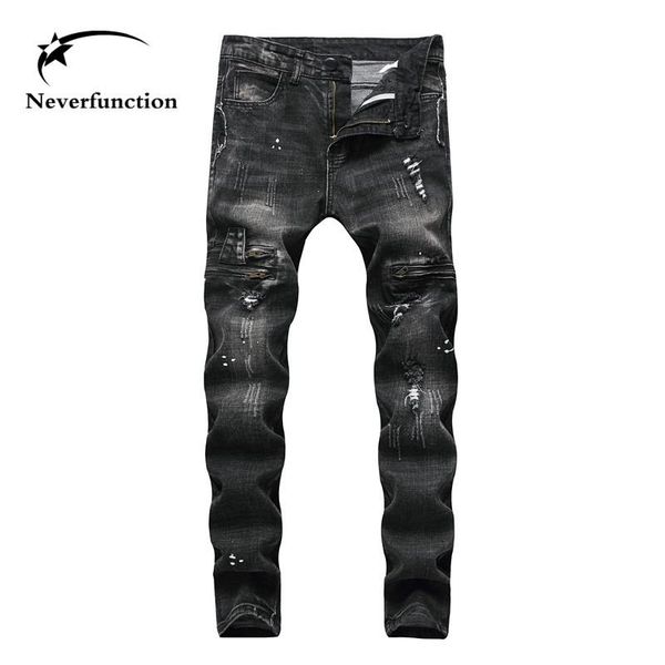 men's jeans fashion brand men slim fit hip hop swag straight ripped black motorcycle destroyed cotton vintage holes denim pants, Blue
men's jeans fashion brand men slim fit hip hop swag straight ripped black motorcycle destroyed cotton vintage holes denim pants, Blue