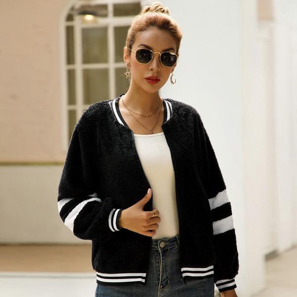 2019 europe and america autumn and winter new style black white crew neck long sleeve fashion plush zipper hoodie coat women1
2019 europe and america autumn and winter new style black white crew neck long sleeve fashion plush zipper hoodie coat women1