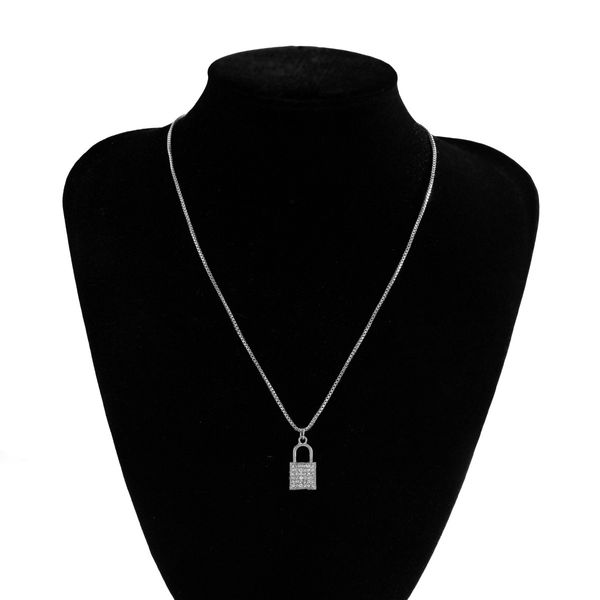 european single lock pendant necklaces with diamond fashion clavicle snake chain women gold alloy necklace jewelry accessories wholesale, Silver
european single lock pendant necklaces with diamond fashion clavicle snake chain women gold alloy necklace jewelry accessories wholesale, Silver