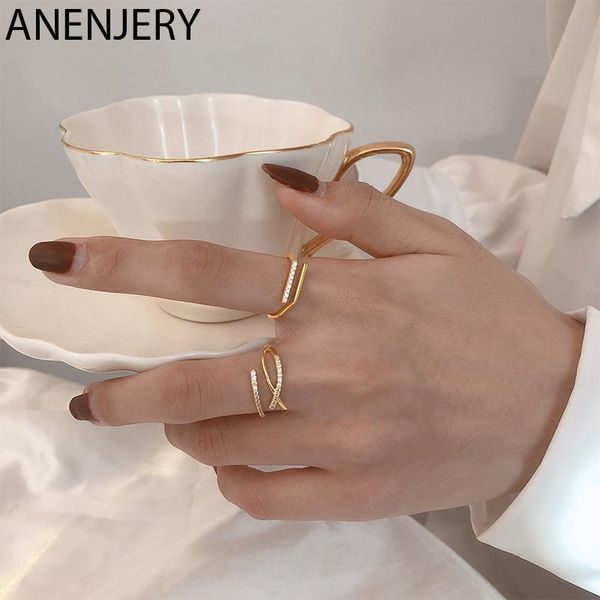 cluster rings anenjery 925 sterling silver double layer cross open for women gold color shiny cubic zircom geometric line s-r939, Golden;silver
cluster rings anenjery 925 sterling silver double layer cross open for women gold color shiny cubic zircom geometric line s-r939, Golden;silver