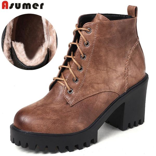 boots asumer retro winter snow women round toe lace up ankle square heel platform keep warm ladies drop, Black
boots asumer retro winter snow women round toe lace up ankle square heel platform keep warm ladies drop, Black