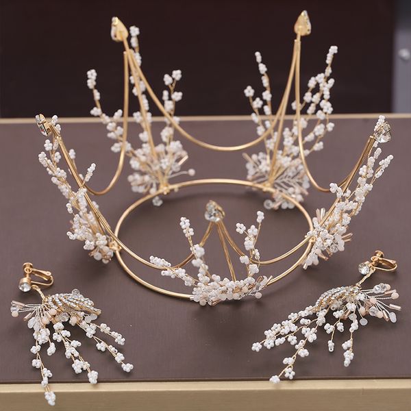 bridal headdress 2020 new dress round crown earrings hair set wedding accessories woman, Silver
bridal headdress 2020 new dress round crown earrings hair set wedding accessories woman, Silver