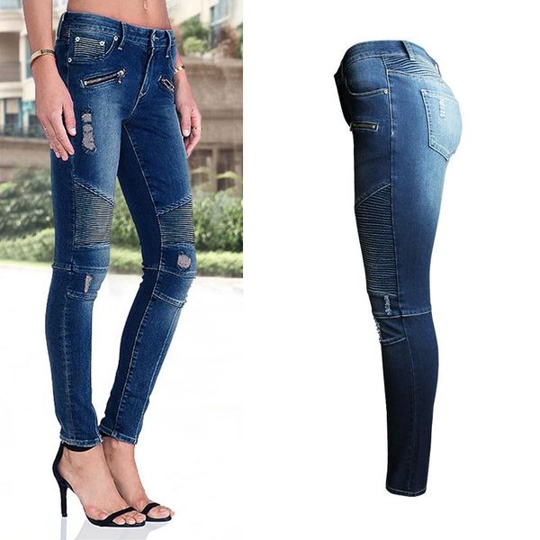 women cotton push up hip pencil lift skinny jeans ripped hole distressed slim fit stretch motorcycle jean trousers denim pants, Blue
women cotton push up hip pencil lift skinny jeans ripped hole distressed slim fit stretch motorcycle jean trousers denim pants, Blue