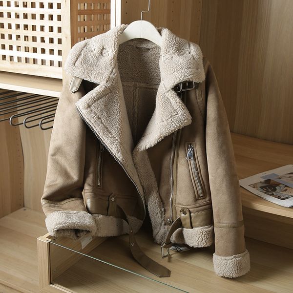 2021 new women thick warm coat winter retro suede lambs wool jacket leisure belt leather jackets outwear jlfh, Black;brown
2021 new women thick warm coat winter retro suede lambs wool jacket leisure belt leather jackets outwear jlfh, Black;brown