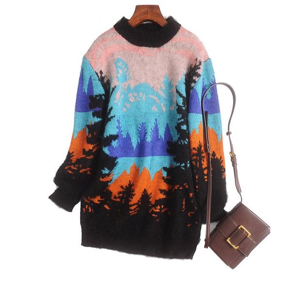 women sweater 2020 autumn winter new fashion thermal contrast color landscape printing long sleeve women winter clothes, White;black
women sweater 2020 autumn winter new fashion thermal contrast color landscape printing long sleeve women winter clothes, White;black