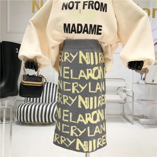 niche design girl letter knit skirt autumn/winter new high waist split long section warm straight and thin split one step skirt1, Black
niche design girl letter knit skirt autumn/winter new high waist split long section warm straight and thin split one step skirt1, Black