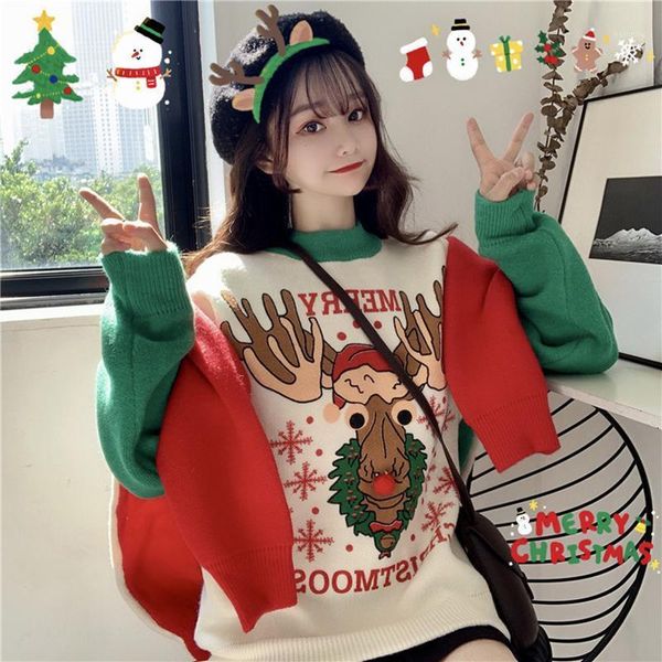 women's sweaters 2021 christmas sweater women red elk loose outer wear thick inner pullover long sleeve round neck women1, White;black
women's sweaters 2021 christmas sweater women red elk loose outer wear thick inner pullover long sleeve round neck women1, White;black