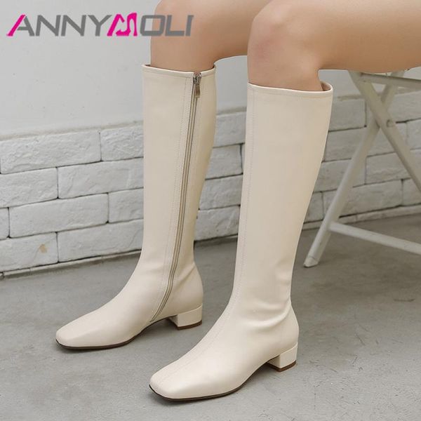 annymoli genuine leather mid heel knee high boots women riding boots shoes square toe zip thick heels long autumn winter, Black
annymoli genuine leather mid heel knee high boots women riding boots shoes square toe zip thick heels long autumn winter, Black
