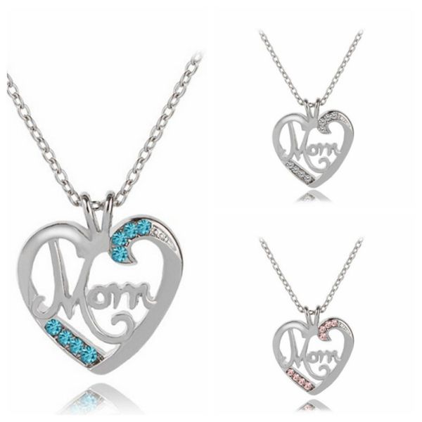pendant necklaces love letter "mom" inlaid crystal sweet rhinestone mother's birthday gift for woman's jewelry, Silver
pendant necklaces love letter "mom" inlaid crystal sweet rhinestone mother's birthday gift for woman's jewelry, Silver