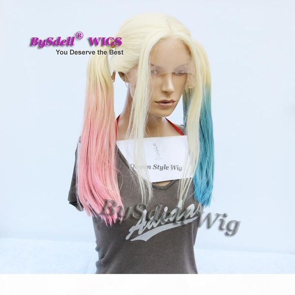 halloween cosplay wig suicide squad harley quinn ponytail hairstyle lace front wig natural blonde ombre pink blue harley quinn ponytail wig, Black
halloween cosplay wig suicide squad harley quinn ponytail hairstyle lace front wig natural blonde ombre pink blue harley quinn ponytail wig, Black