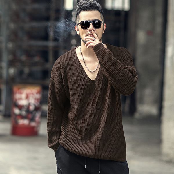 2021 the new fall winter male pullover needle deep vein low v loose oversize sweater j6001 8fix, White;black
2021 the new fall winter male pullover needle deep vein low v loose oversize sweater j6001 8fix, White;black
