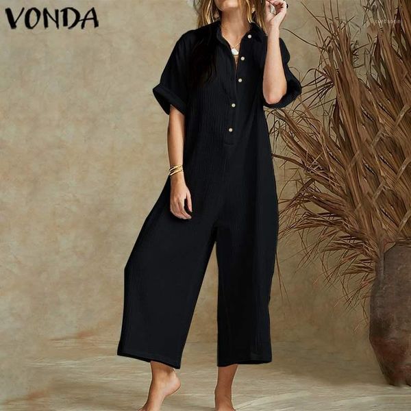 vonda vintage wide leg pants female 2020 summer rompers women jumpsuits short sleeve plus size playsuits elegant solid overalls1, Black;white
vonda vintage wide leg pants female 2020 summer rompers women jumpsuits short sleeve plus size playsuits elegant solid overalls1, Black;white