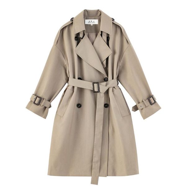 2021 spring autumn oversize long trench coat women's new korean loose double breasted classic windbreaker female overcoats m531, Tan;black
2021 spring autumn oversize long trench coat women's new korean loose double breasted classic windbreaker female overcoats m531, Tan;black