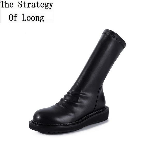 boots spring autumn internal celebrity pleated full grain leather women half winter plush ladies mid-calf botas 20210904, Black
boots spring autumn internal celebrity pleated full grain leather women half winter plush ladies mid-calf botas 20210904, Black