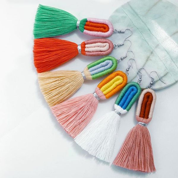 Nordic style rainbow DIY braided tassel earrings rope braided bohemian retro ethnic style tassel earrings women fashion jewelry, Silver
Nordic style rainbow DIY braided tassel earrings rope braided bohemian retro ethnic style tassel earrings women fashion jewelry, Silver