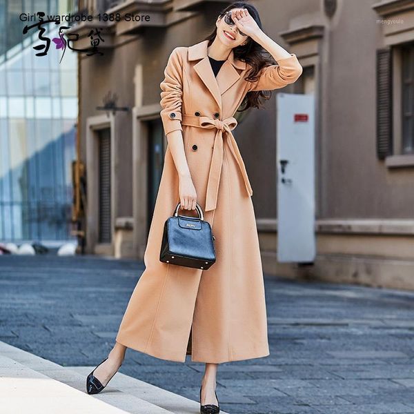 2020 new autumn and winter mid long korean popular coat over the knee large woolen coat for women slim1, Black 
2020 new autumn and winter mid long korean popular coat over the knee large woolen coat for women slim1, Black