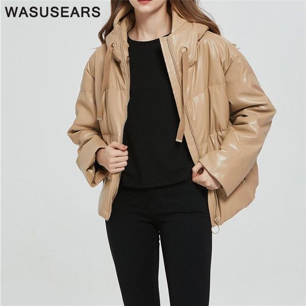 solid zipper jacket winter fashion leather puffer jacket woman short hooded parkas korean style bubble coats women streetwear, Black
solid zipper jacket winter fashion leather puffer jacket woman short hooded parkas korean style bubble coats women streetwear, Black