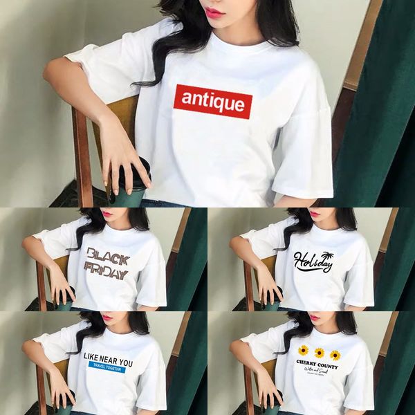cotton women's short sleeve coat t-shirt summer new 2020 loose letter small daisy print student simple t-shirt 8mvnc, White
cotton women's short sleeve coat t-shirt summer new 2020 loose letter small daisy print student simple t-shirt 8mvnc, White