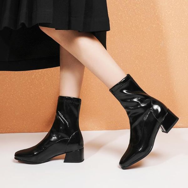 solid white ankle boots autumn square mid heels female square toe pu leather boots ladies casual slip on women shoes woman, Black
solid white ankle boots autumn square mid heels female square toe pu leather boots ladies casual slip on women shoes woman, Black