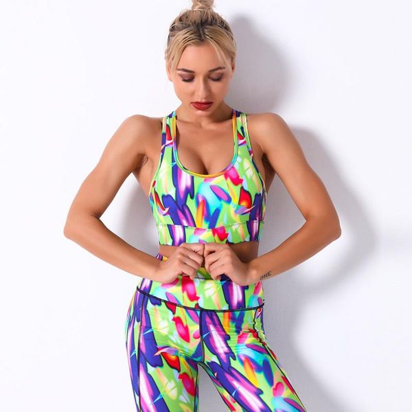 digital printing color floral striped breathable yoga bra women's sports running fitness suit, White;black 
digital printing color floral striped breathable yoga bra women's sports running fitness suit, White;black