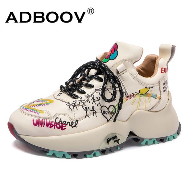 adboov genuine leather chunky sneakers women graffiti fashion platform casual shoes ladies 1020, Black;white
adboov genuine leather chunky sneakers women graffiti fashion platform casual shoes ladies 1020, Black;white