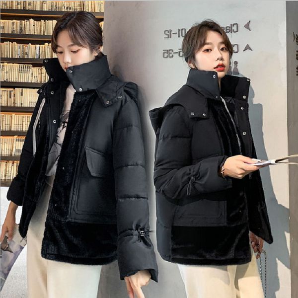 2021 new mode winter women korean version of the velvet short padded mink with cap woman jacket u2tu, Black
2021 new mode winter women korean version of the velvet short padded mink with cap woman jacket u2tu, Black
