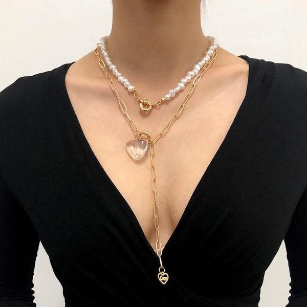 lalynnly multilayer punk thick chain heart pendant necklace for women imitation pearl statement gothic fashion jewelry n7977, Silver
lalynnly multilayer punk thick chain heart pendant necklace for women imitation pearl statement gothic fashion jewelry n7977, Silver