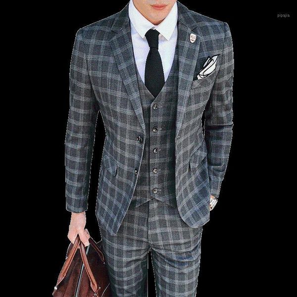 2019 fashion vintage plaid suits 3 piece tweed suits mens grey blue male wedding costume slim fit1, White;black
2019 fashion vintage plaid suits 3 piece tweed suits mens grey blue male wedding costume slim fit1, White;black