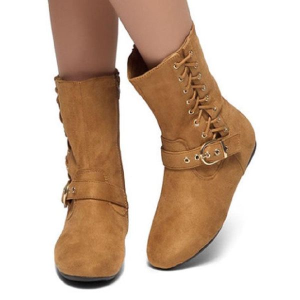 botas mujer autumn winter women boots cross strappy ladies flat shoes punk buckle strap vintage martin boots plus size, Black 
botas mujer autumn winter women boots cross strappy ladies flat shoes punk buckle strap vintage martin boots plus size, Black