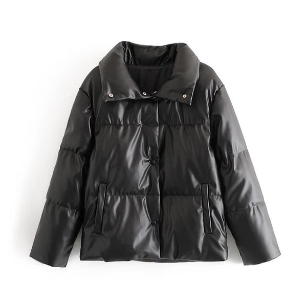 2021 new leisure simple pure color women's winter imitation leather lapel loose cotton padded jacket ryvv, Black
2021 new leisure simple pure color women's winter imitation leather lapel loose cotton padded jacket ryvv, Black