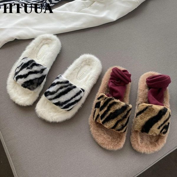 htuua brand design women slippers leopard fluffy fur slides autumn winter warm plush flat shoes woman house home slipper sx4314, Black
htuua brand design women slippers leopard fluffy fur slides autumn winter warm plush flat shoes woman house home slipper sx4314, Black