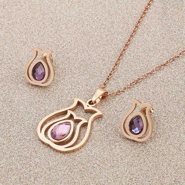 cute rose flower pendant necklace and earring for women ladies purple crystal indie pops jewelry set, Silver
cute rose flower pendant necklace and earring for women ladies purple crystal indie pops jewelry set, Silver