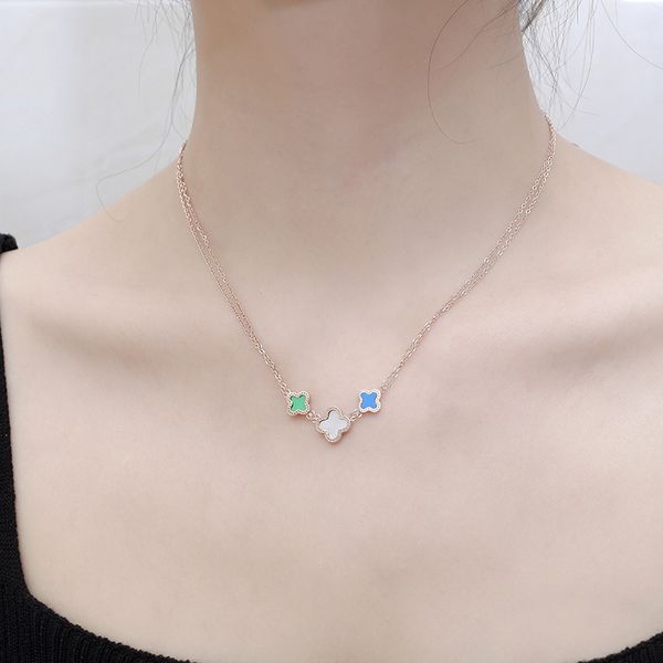 four-leaf clover pendant double-layer choker titanium steel necklace inlaid with acrylic pieces pendant 18k rose gold, Silver
four-leaf clover pendant double-layer choker titanium steel necklace inlaid with acrylic pieces pendant 18k rose gold, Silver