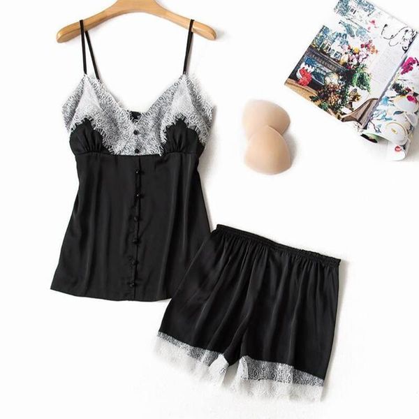 women sleeveless v neck cami satin pajamas for women summer solid hem sleepwear ladies shorts pajamas set #c1, Black;red
women sleeveless v neck cami satin pajamas for women summer solid hem sleepwear ladies shorts pajamas set #c1, Black;red