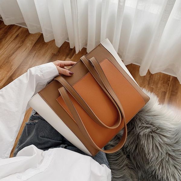 shoulder bags pu contrast color leather for women 2021 female luxury high capacity handbags lady winter quality hand bag
shoulder bags pu contrast color leather for women 2021 female luxury high capacity handbags lady winter quality hand bag