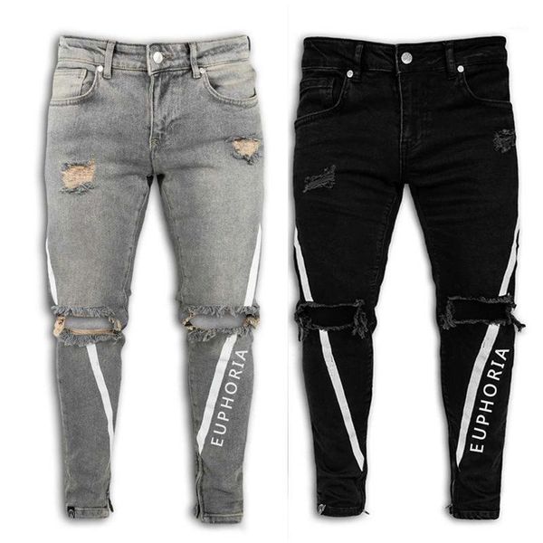 new stretch jeans men winter print letters ripped skinny hole jeans slim pencil pants motorcycle1, Blue
new stretch jeans men winter print letters ripped skinny hole jeans slim pencil pants motorcycle1, Blue