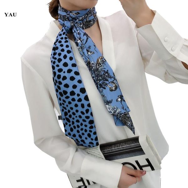 160cm*20cm Flower Bird Leopard printed Long Scarf Women Double-sided Twill Silk Ladies Head Scarf Handkerchief, Blue;gray
160cm*20cm Flower Bird Leopard printed Long Scarf Women Double-sided Twill Silk Ladies Head Scarf Handkerchief, Blue;gray