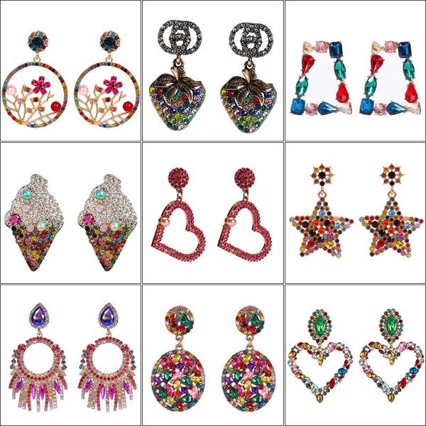 new fashion zinc alloy quality shining round big rhinestone color fruit star geometry water dangle drop earrings for women gift, Silver
new fashion zinc alloy quality shining round big rhinestone color fruit star geometry water dangle drop earrings for women gift, Silver