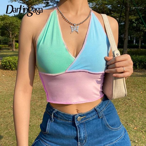 darlingaga v neck pink patchwork halter women streetwear clubwear summer cami backless contrast color crop, White
darlingaga v neck pink patchwork halter women streetwear clubwear summer cami backless contrast color crop, White