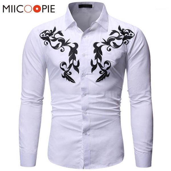 long sleeve white men dress shirts 2020 spring solid color casual floral embroidery slim fit business chemise homme1, White;black
long sleeve white men dress shirts 2020 spring solid color casual floral embroidery slim fit business chemise homme1, White;black