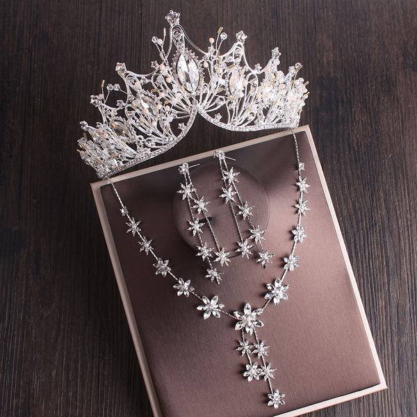 bridal three piece set 2020 new atmosphere crown korean necklace earrings wedding dress accessories, Silver
bridal three piece set 2020 new atmosphere crown korean necklace earrings wedding dress accessories, Silver