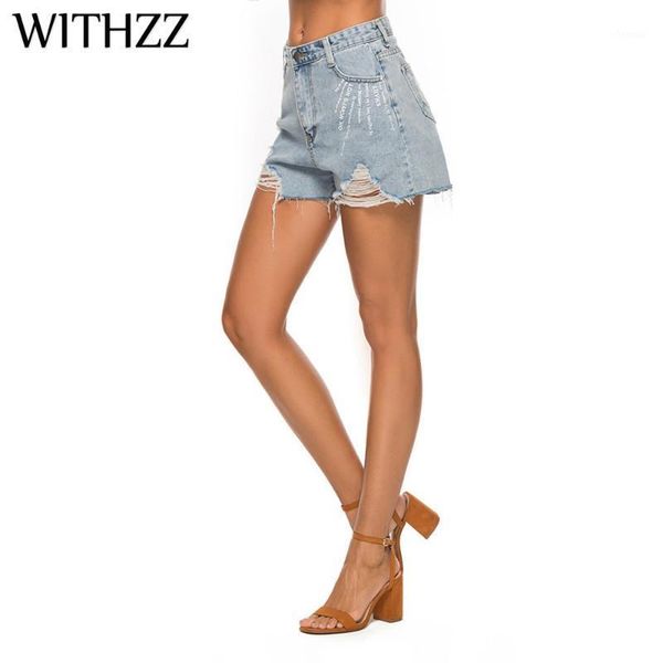 withzz summer woman's denim shorts for women pants female loose worn straight pants personality printed hole torn jeans1, Blue
withzz summer woman's denim shorts for women pants female loose worn straight pants personality printed hole torn jeans1, Blue