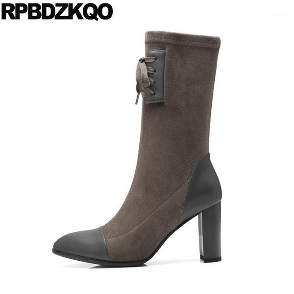 high heel pointed toe fur lace up mid calf faux 2020 grey ladies chunky brand women winter boots genuine leather suede shoes new1, Black
high heel pointed toe fur lace up mid calf faux 2020 grey ladies chunky brand women winter boots genuine leather suede shoes new1, Black