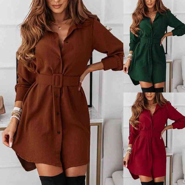 2022 fashion shirt dress with belt, Black;gray
2022 fashion shirt dress with belt, Black;gray