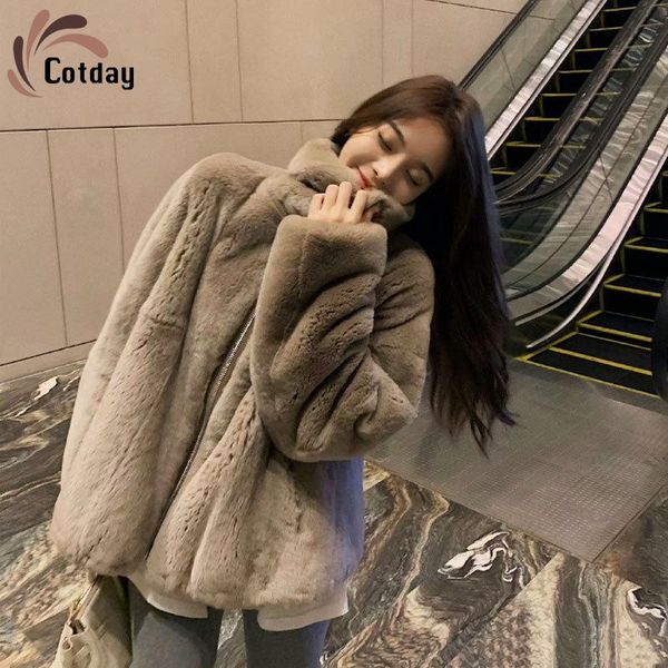 women's fur & faux cotday long casual zipper 2021 fashion korean artificial rex coat thickened winter warm coats, Black
women's fur & faux cotday long casual zipper 2021 fashion korean artificial rex coat thickened winter warm coats, Black
